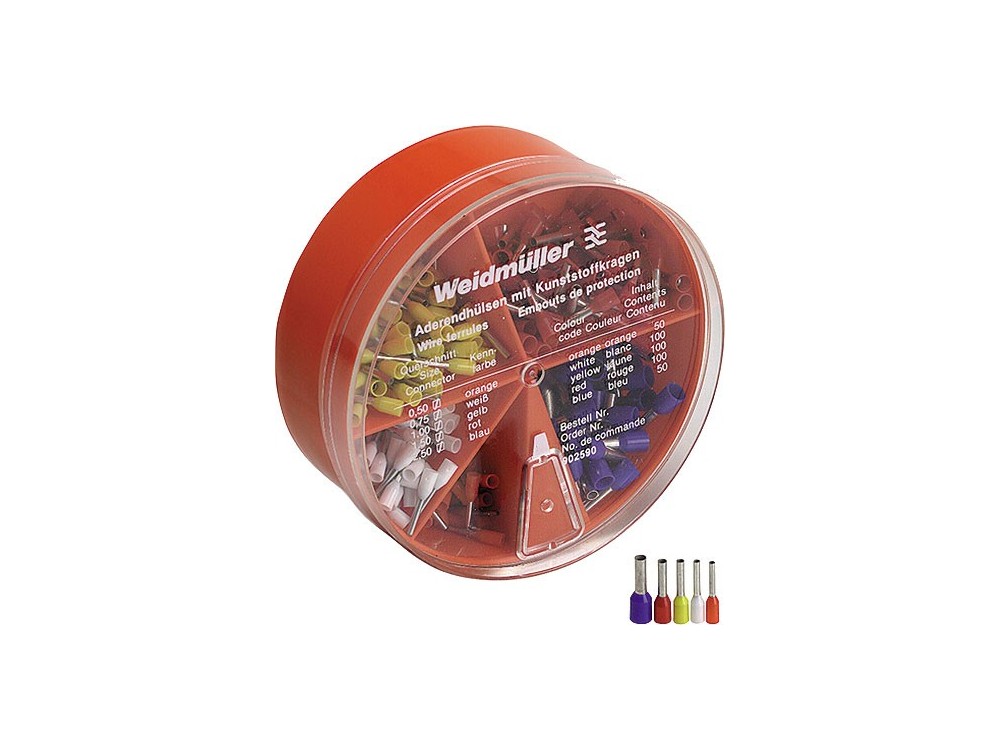 Zestaw końcówek kablowych AEH-w okrągłej puszce 0,5 - 2,5 mm²
(Kody barw-DIN)